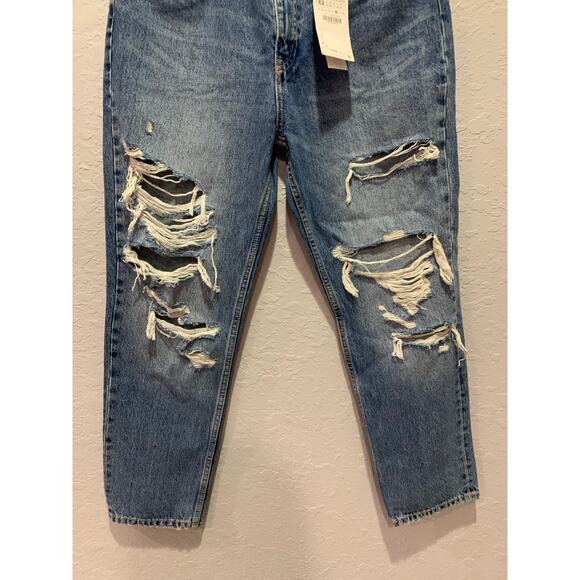 Zara Distressed High Waisted Mom Jeans Size 10 NEW - Picture 3 of 6
